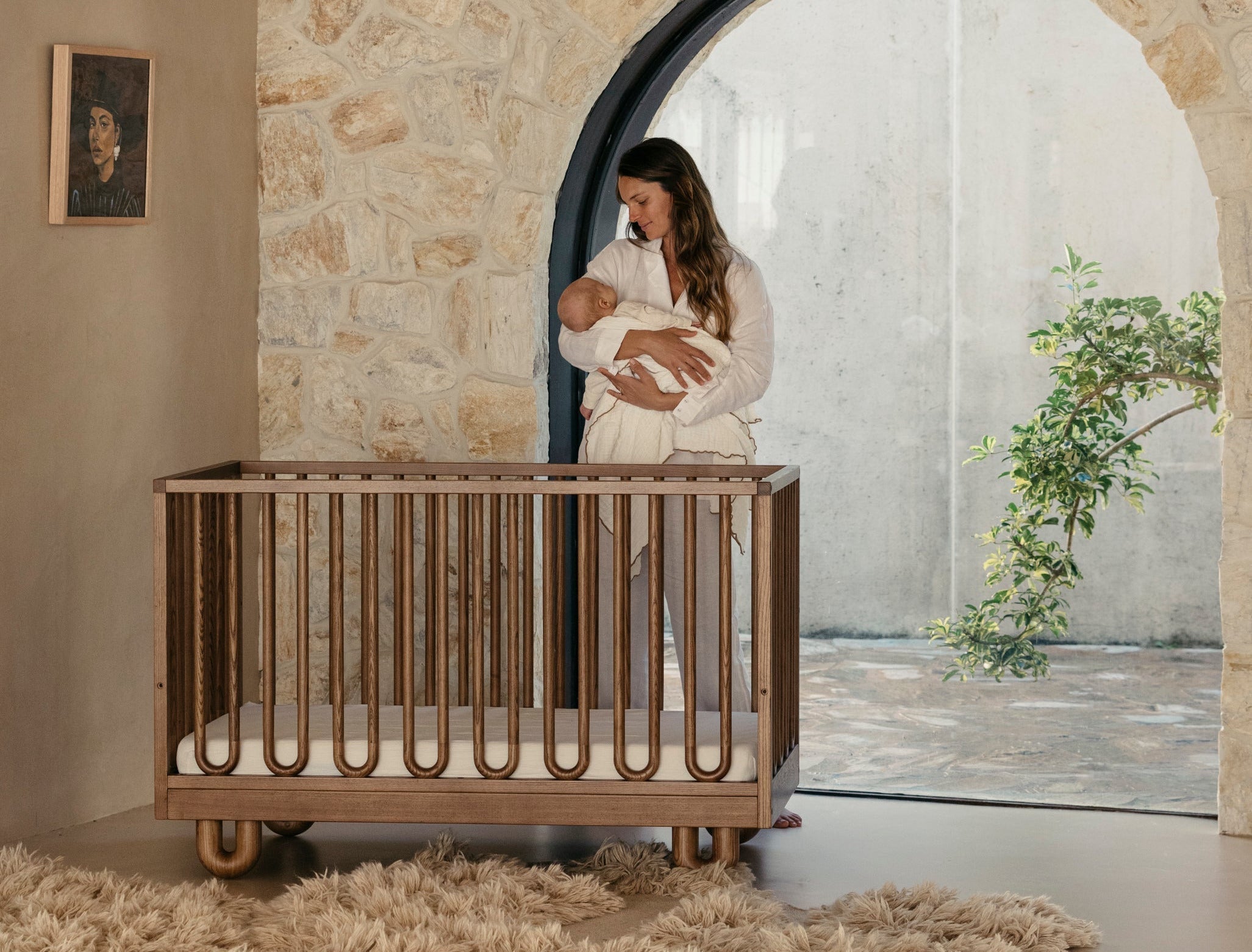 Arche Cot in Walnut Solid Ashwood by Sacred Bundle
