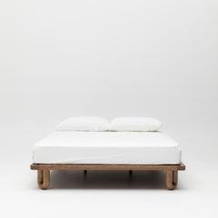 Arche Double Bed Walnut with double mattress and white duvet set