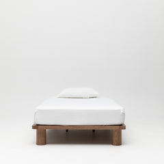 Hendrix King Single Bed Walnut with single mattress and white duvet set 