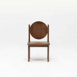 Front view of Hennie Kids Chair in Walnut showing round circle backrest