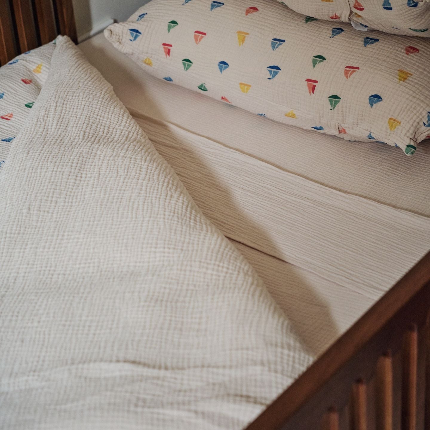 Organic Muslin Duvet Cover Set Boats