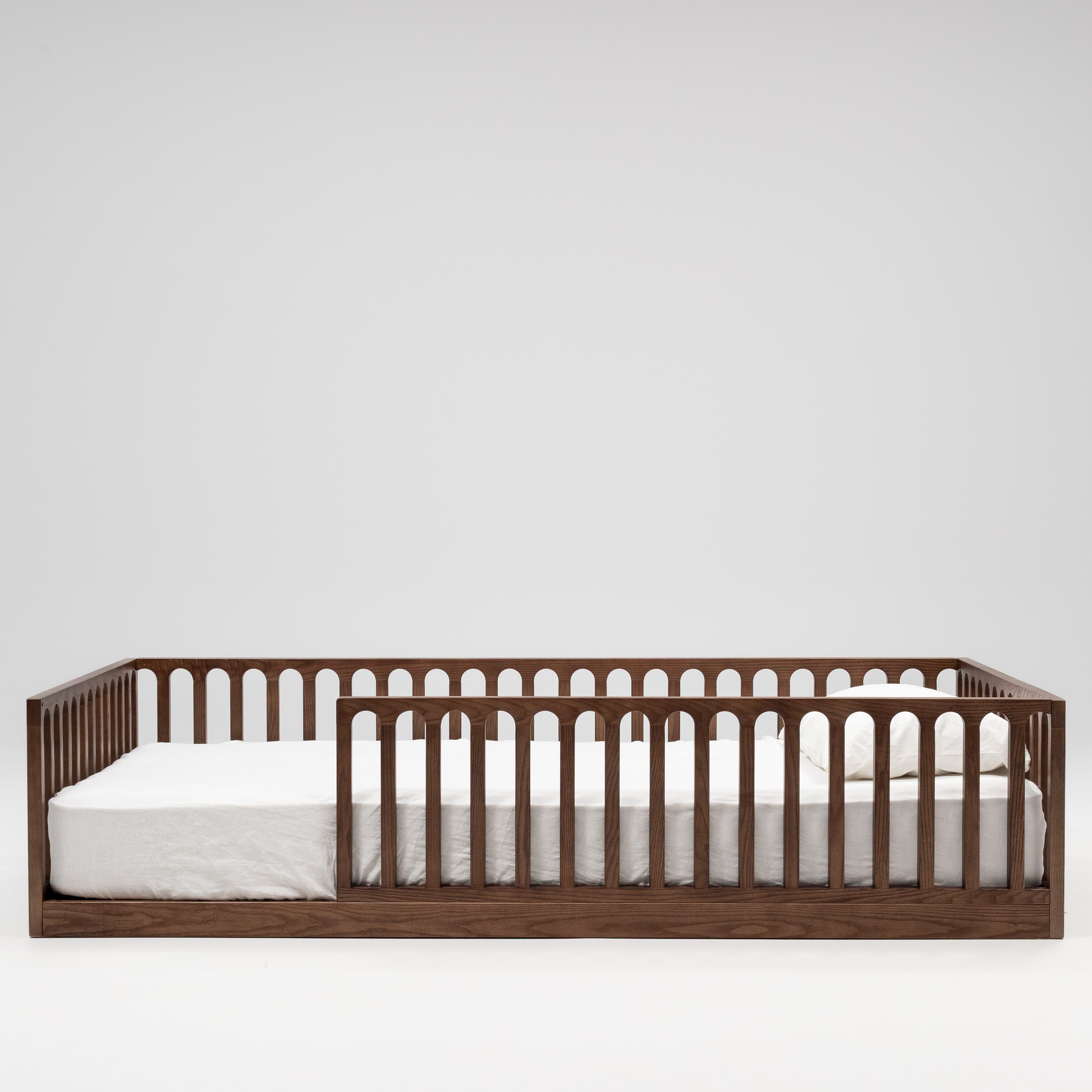 Walnut wood floor bed for children