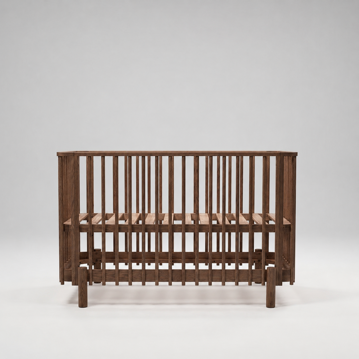 Solid walnut wood baby crib
