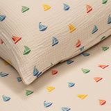 Organic Muslin Duvet Cover Set Boats