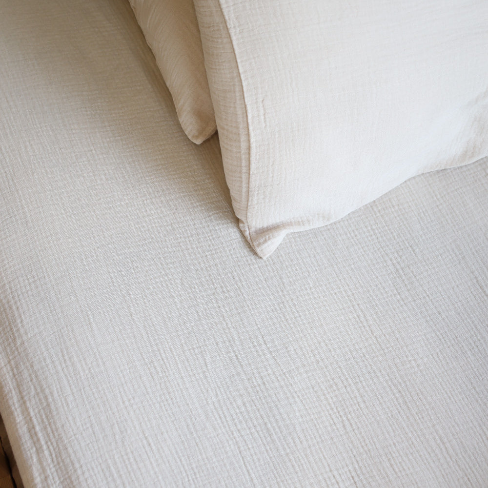 Fitted Sheet Set - Beige Organic Muslin